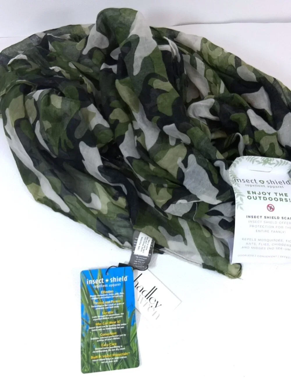 Tick and Insect Repellant Scarf with Permethrin, Camo Summer Hiking Scarf